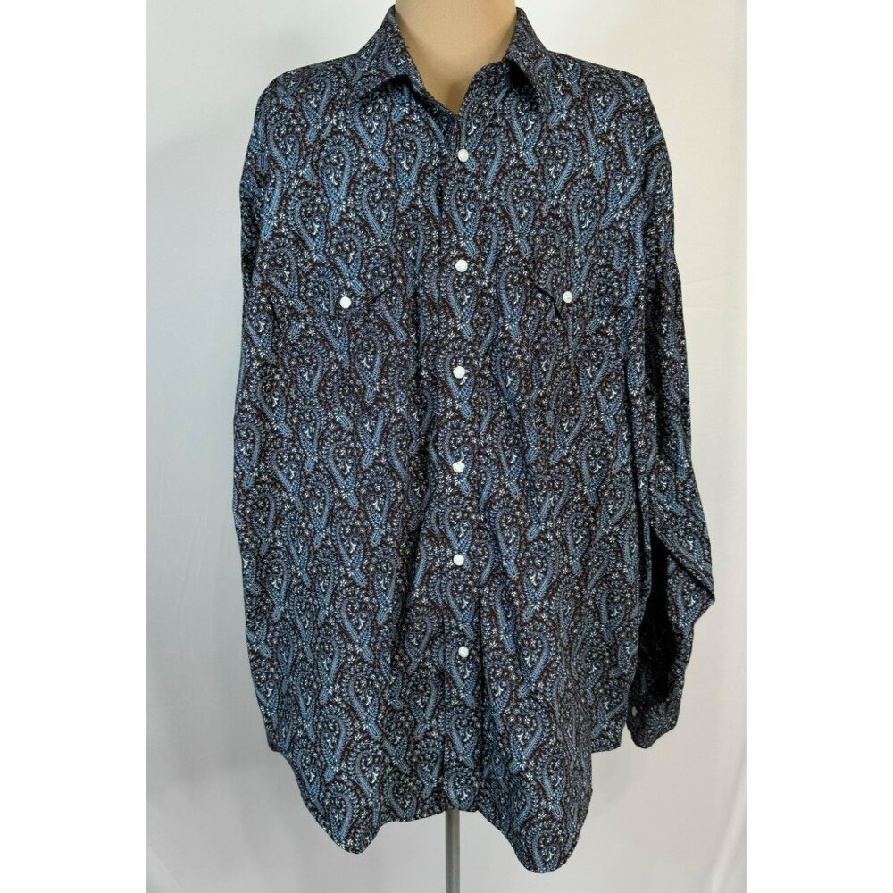 Panhandle XL Long Sleeve Paisley Western Shirt Pearl Snaps Rockabilly Flip Cuff
